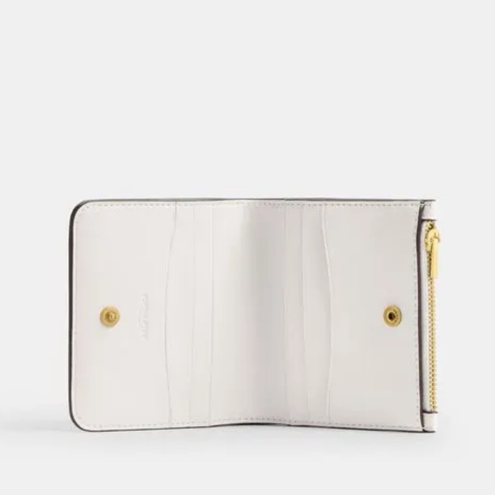 Coach Slim Essentials Bifold Wallet Chalk Ivory and Brass, Compact Small Wallet - Picture 3 of 14